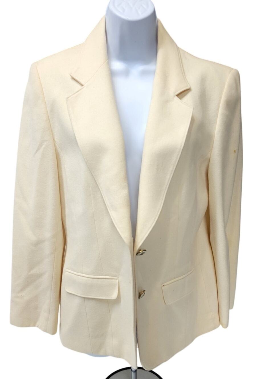 🧥 VTG Pendleton Wool Blazer Cream Size 10 Tailored USA Classic Preppy Coat